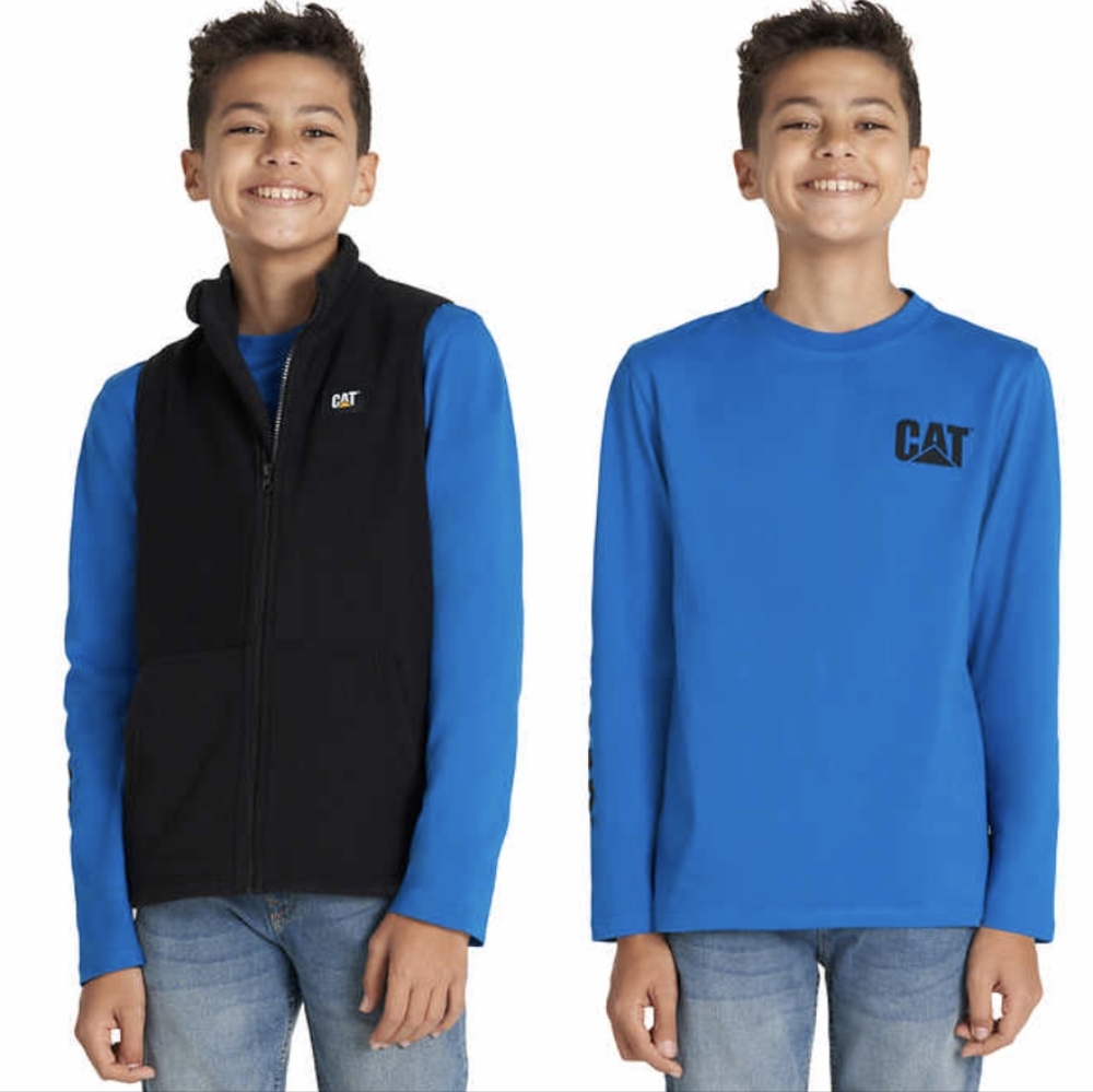 Caterpillar Youth Vest and Long Sleeve Tee
